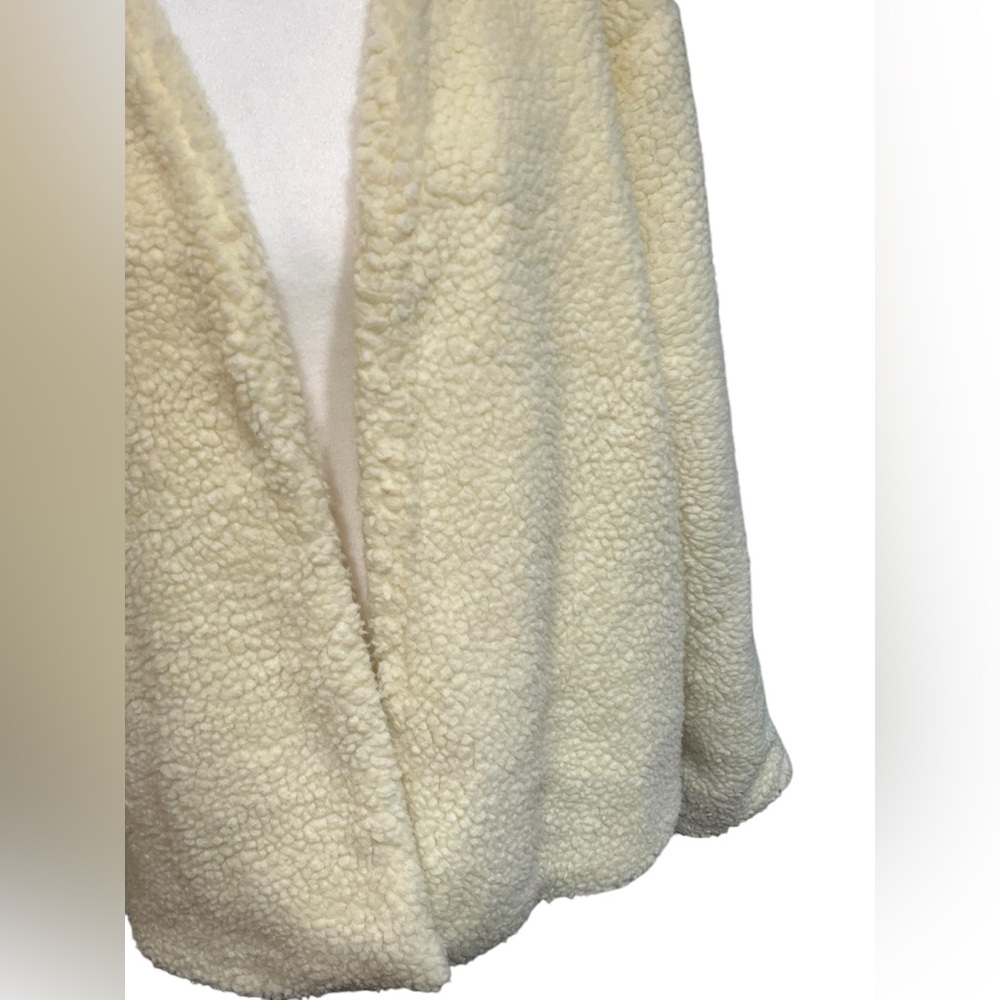 Shein Pale Yellow Open Front Sherpa Long Sleeve Jacket - Size Large - Picture 6 of 10